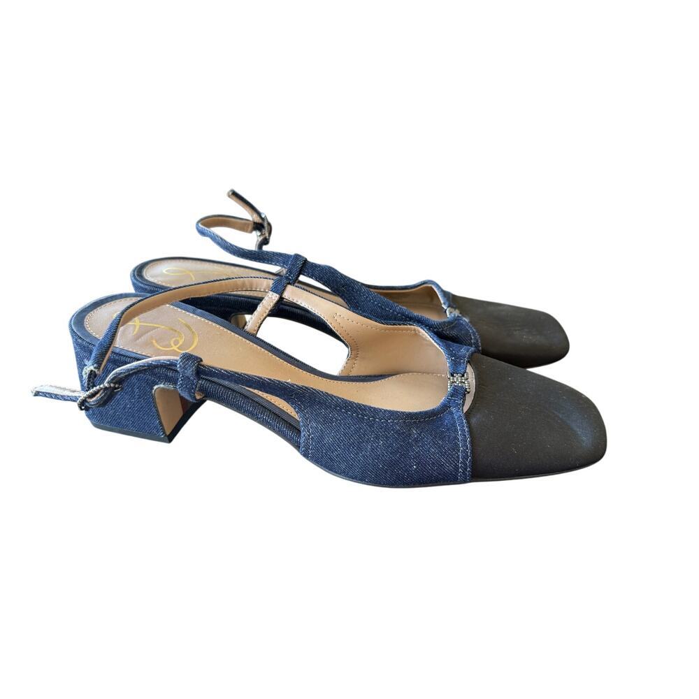 Sam Edelman Women's Navy Black Fabric Tarra Slingback Heel Sandals Size 8.5M - Picture 6 of 11